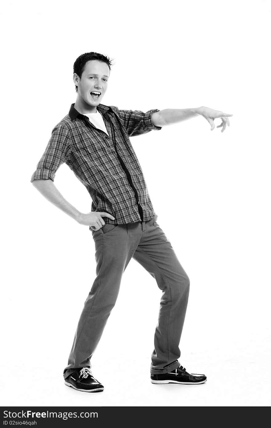 Young and attractive boy on white background