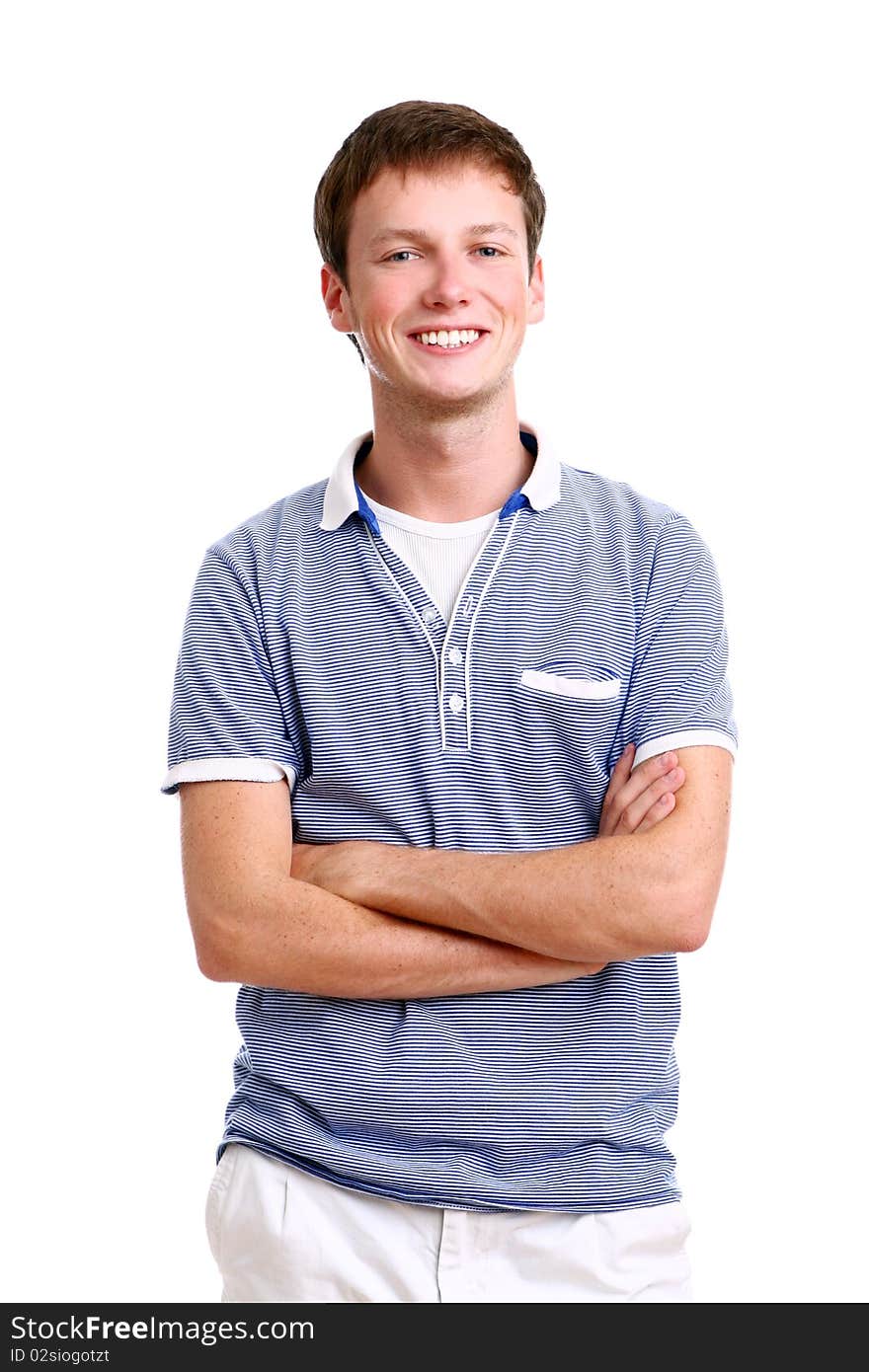 Young and attractive boy on white background