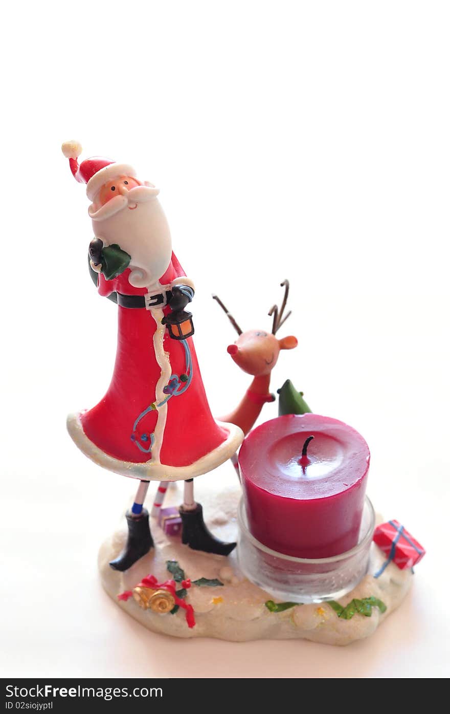 Santa claus, deer and candle