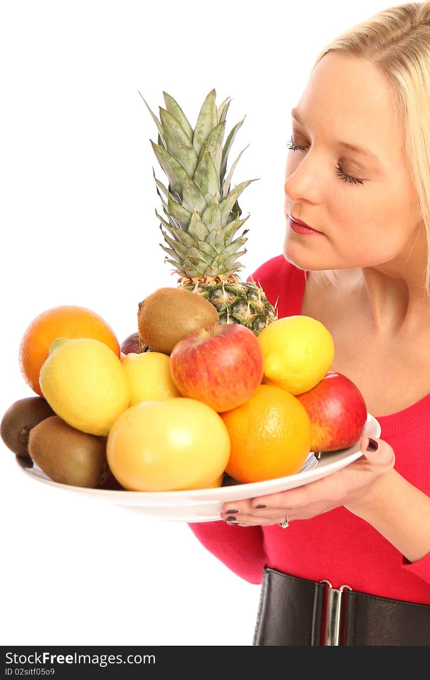 Woman with fresh fruits