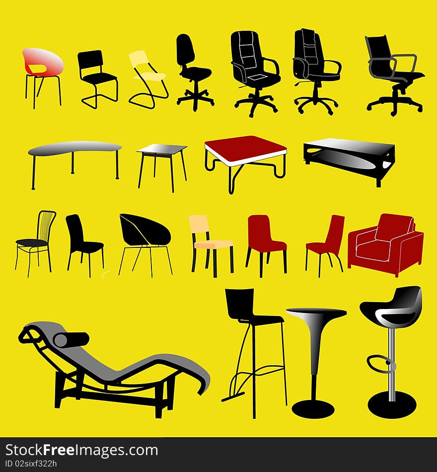 Chair and table collection - vector