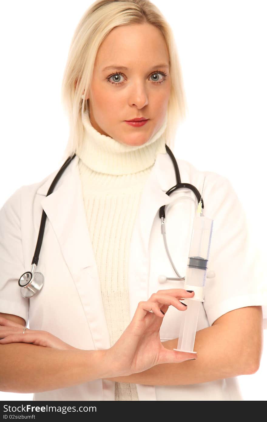 Female doctor with a Syringe