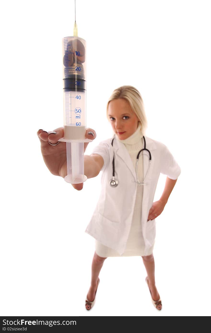 Female doctor with a Syringe