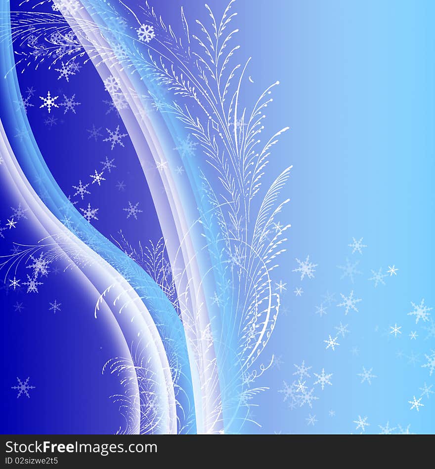 Blue card with christmas snowflakes