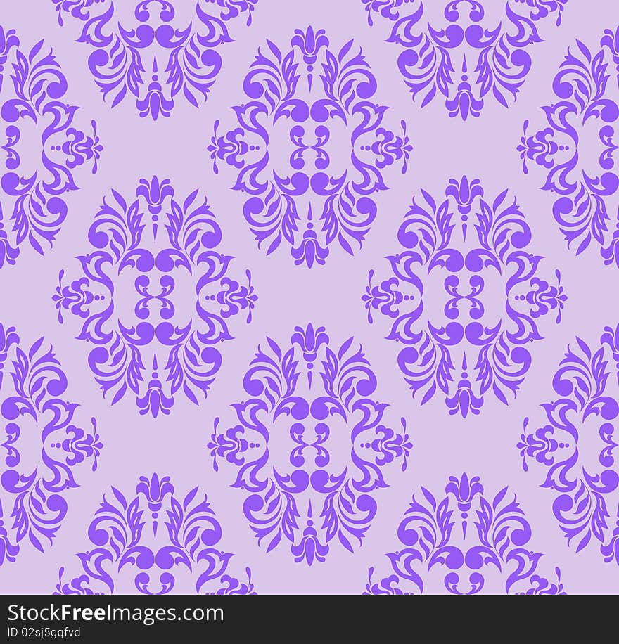 Seamless floral pattern of violet on a lilac background. Seamless floral pattern of violet on a lilac background