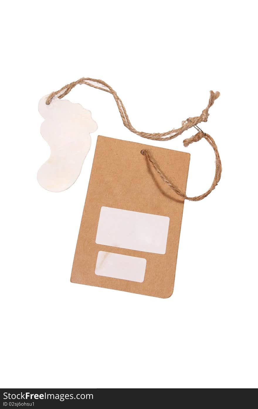 Brown card price tag on white background. Brown card price tag on white background