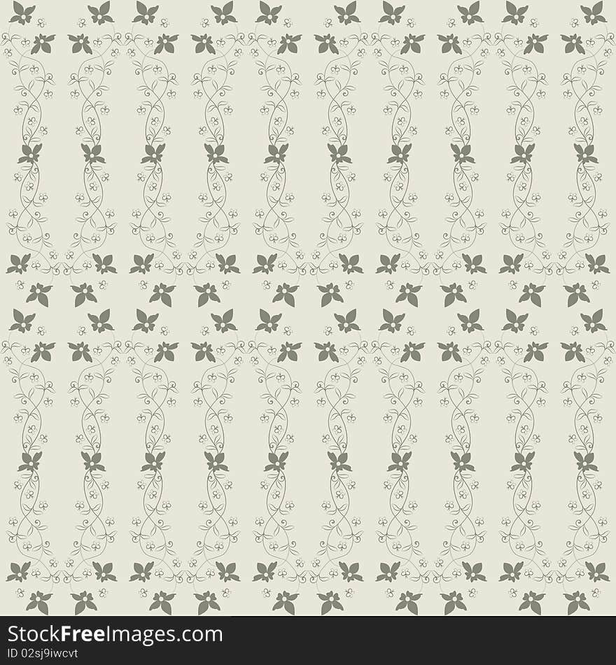 Jointless background with a vegetable decorative pattern by colors and butterflies