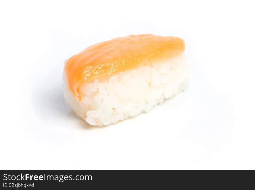 Japanese sushi with salmon fish on white background