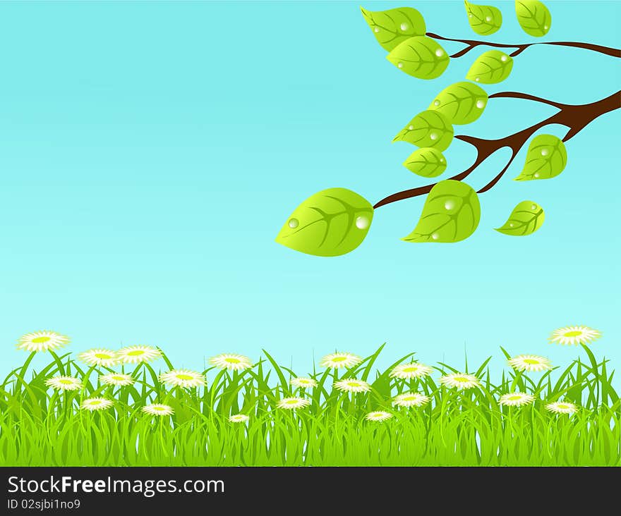 Vector Summer Color Background With Tree