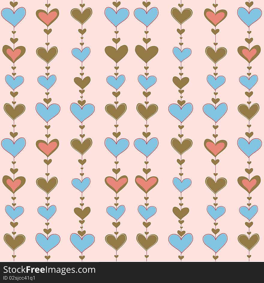 Vector background with color hearts. Vector background with color hearts.