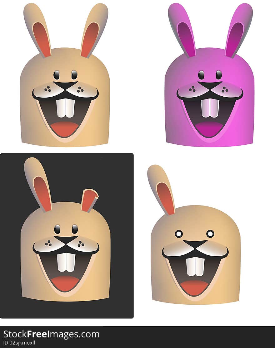 Bunnies with different design. Can be used as logo.