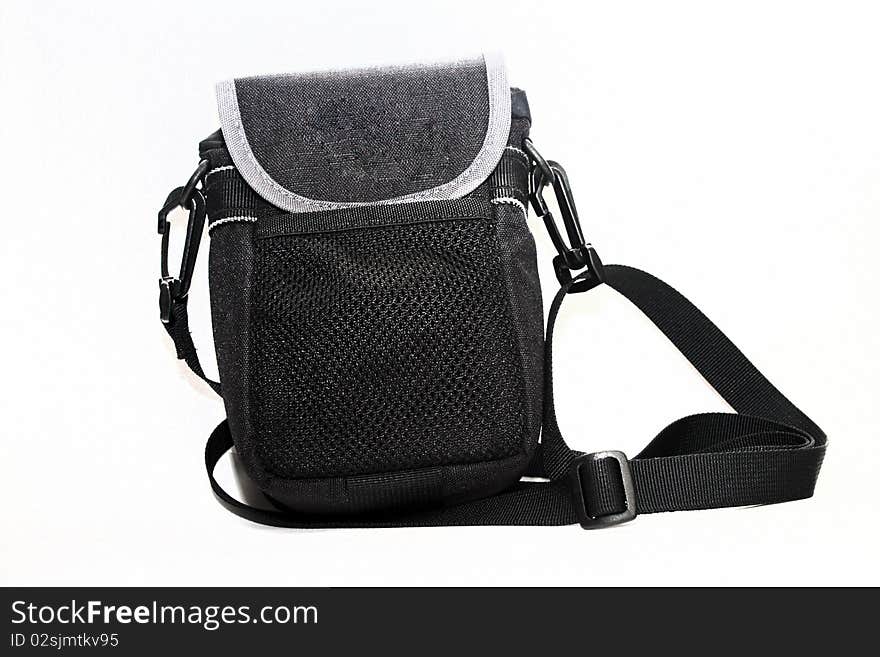 One black multiple use pouch in white.