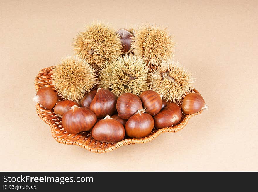 Sweet Chestnuts And Chestnut Husks