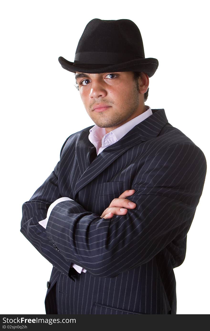 Young stylish businessman with hat