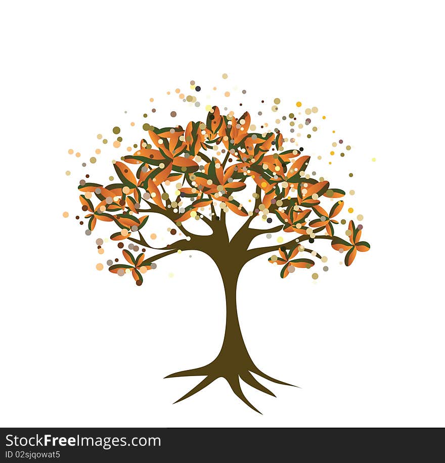 Vector autumn background with tree.