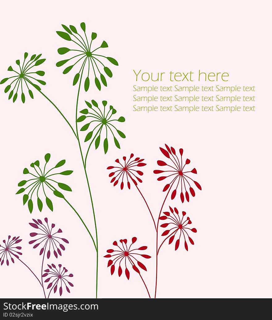 Vector background with color flowers. Vector background with color flowers.