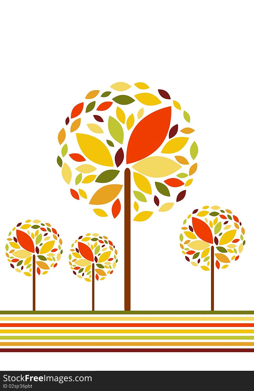 Vector autumn background with tree.