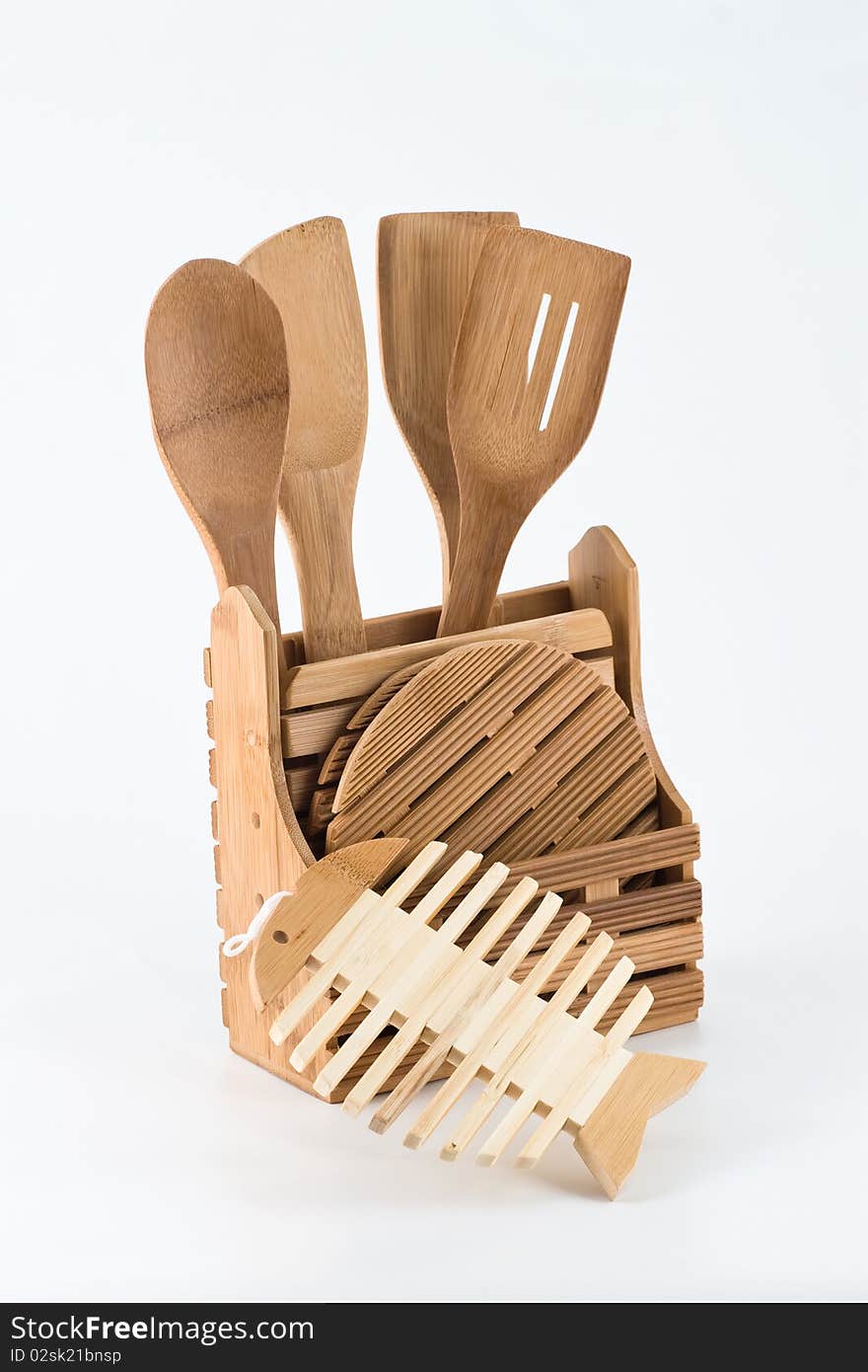 Set of spoons and kitchen spatulas