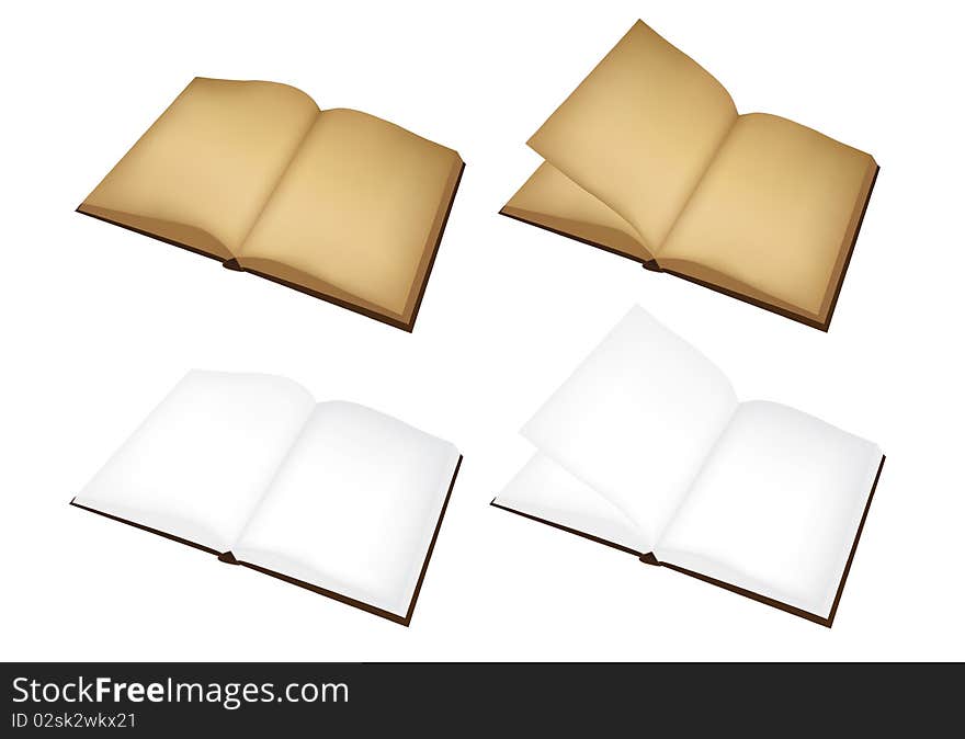 Illustration of the opened books isolated over white background