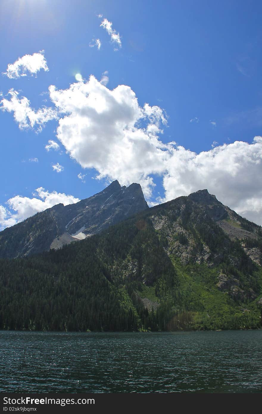 Clouds hovering over the Grand Tetons