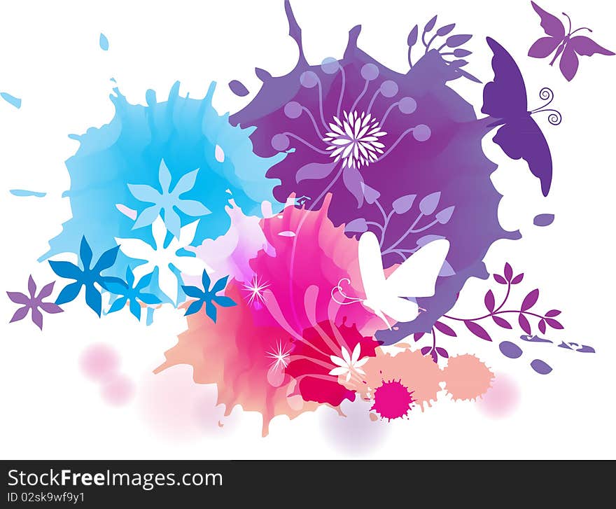 Colorful abstract background with butterflies