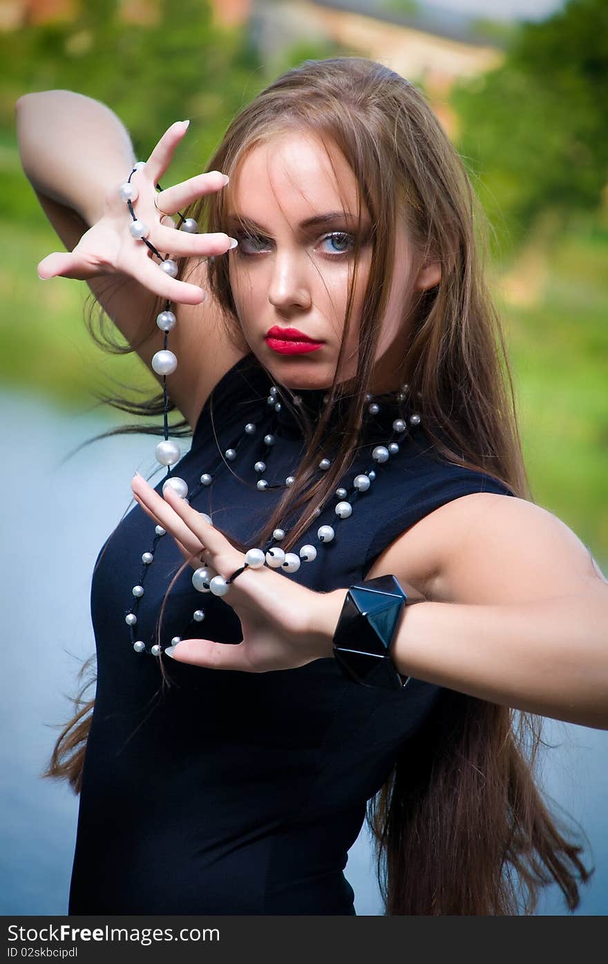 Young beautiful woman portrait outdoors