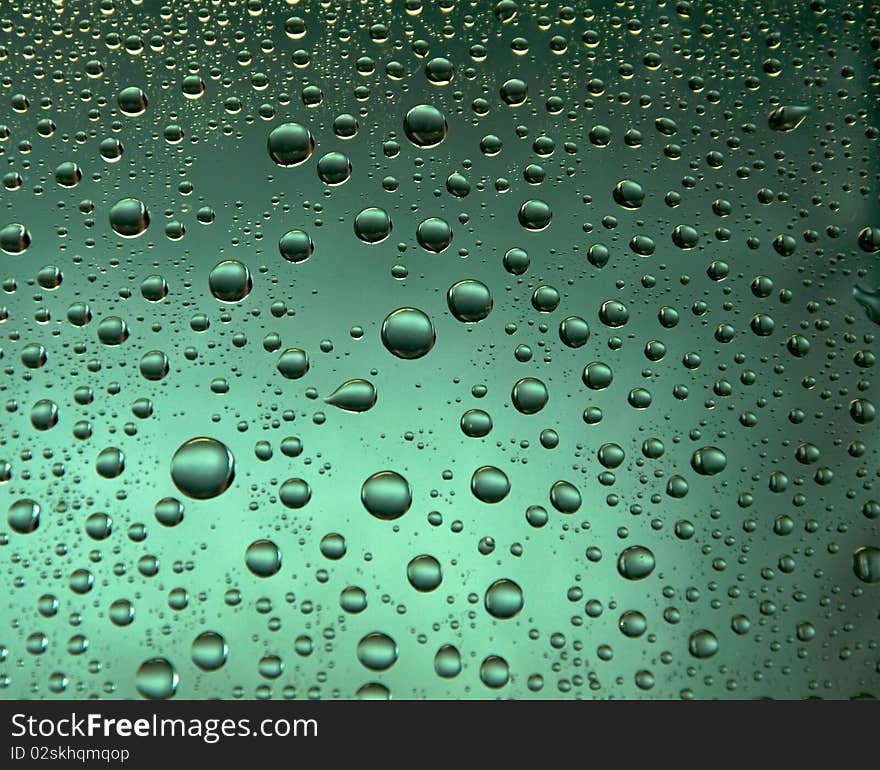 Many little water drops on the glass. Many little water drops on the glass