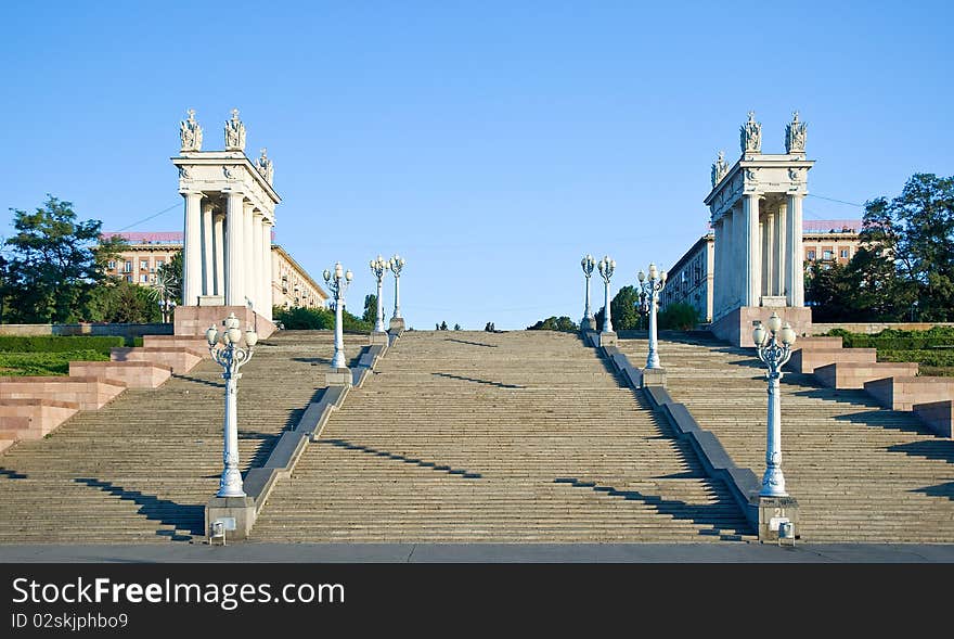 This is the central quay of the city of Volgograd, Russia. This is the central quay of the city of Volgograd, Russia