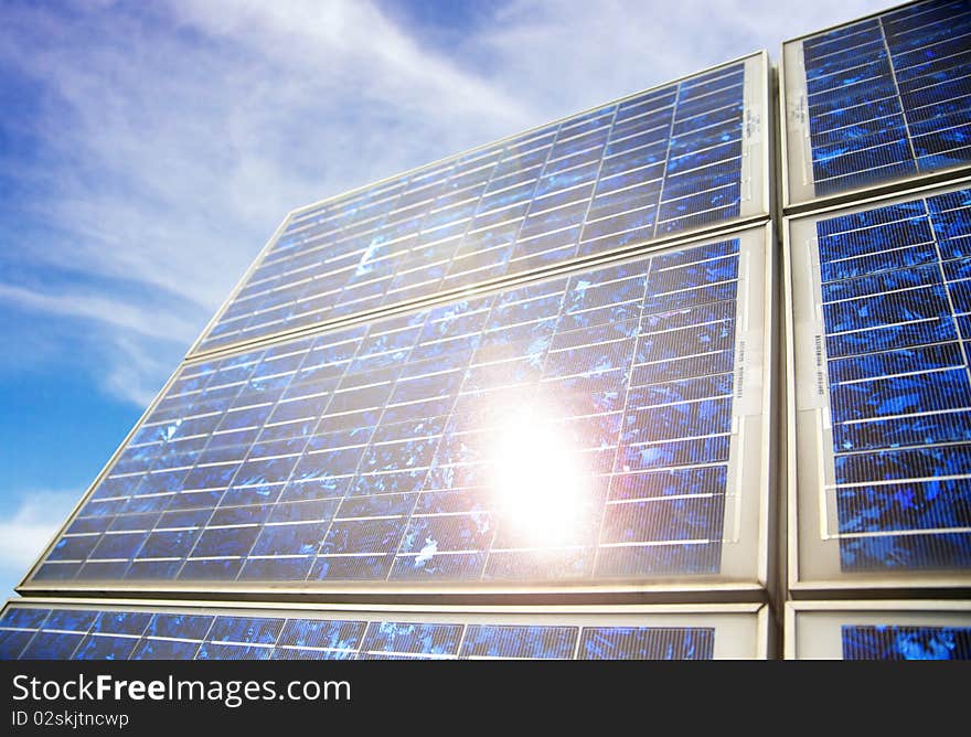 Solar panel against blue sky