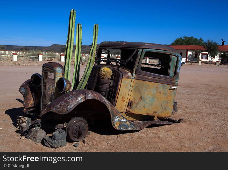 Old Truck with cactus in Namibia