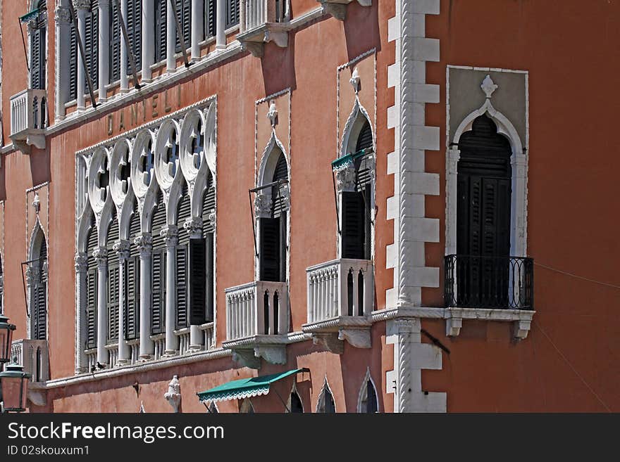 Venice, palace with facade detail, Veneto, Italy, Europe