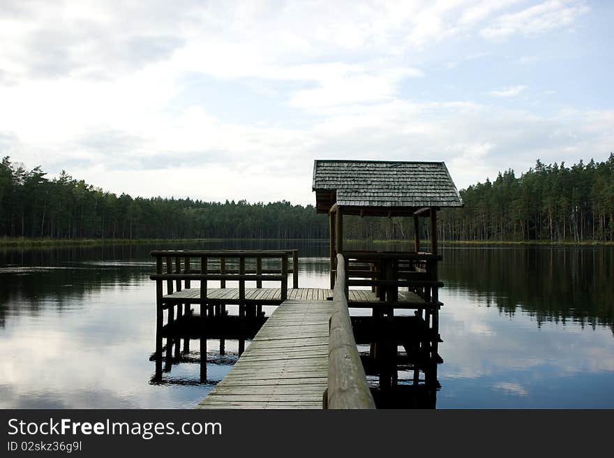 Nice wooden bringe on the lake. Nice wooden bringe on the lake