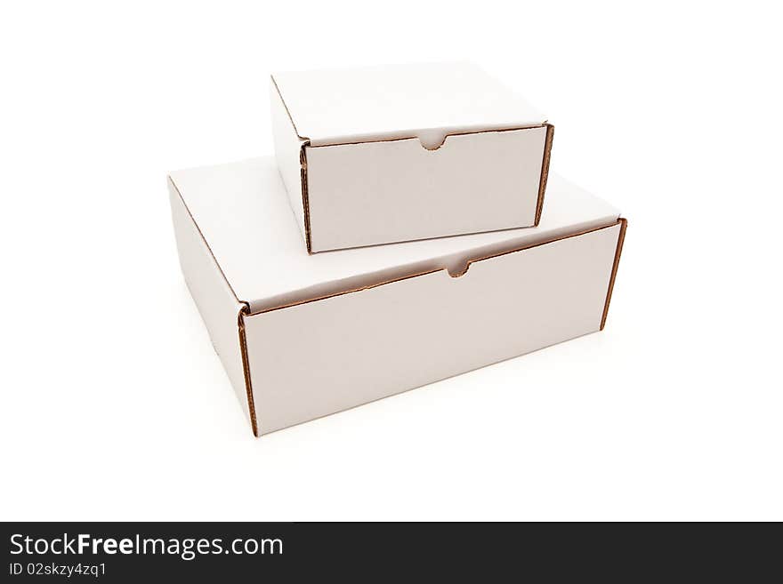 Stack of Blank White Carboard Boxes Isolated