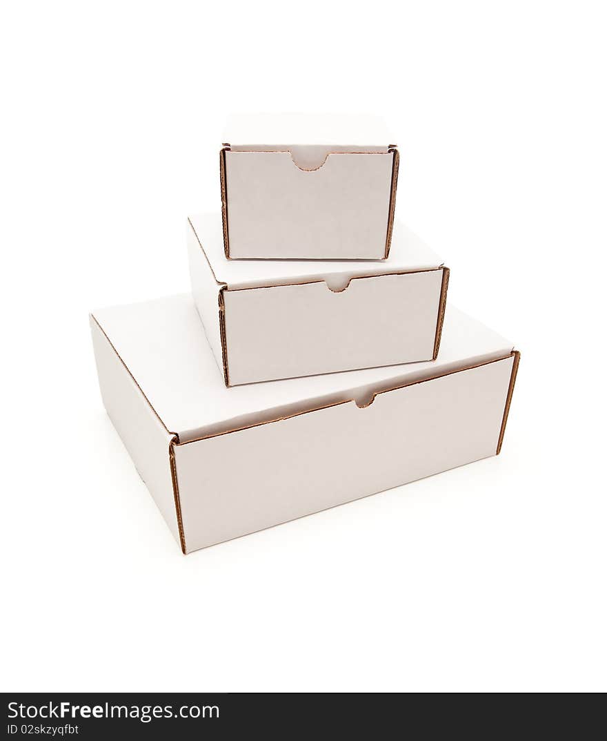 Stack of Blank White Carboard Boxes Isolated