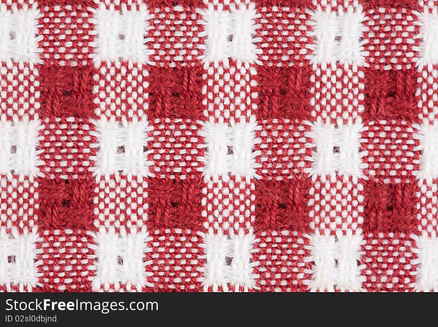 Red and White Gingham Checkered Macro Background