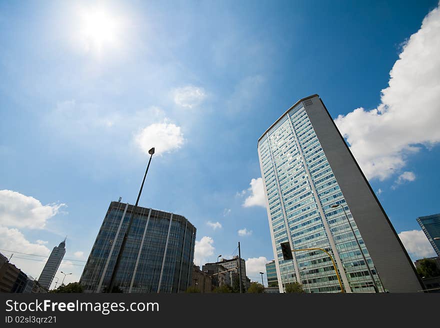 Buildings and skyscrapers in the city