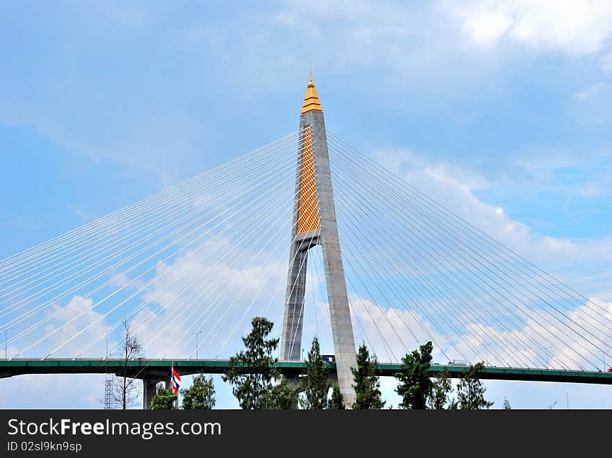 The pillar of the suspension bridge