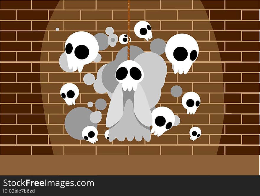 Image of ghosts which is haunting the wall on Halloween. Image of ghosts which is haunting the wall on Halloween