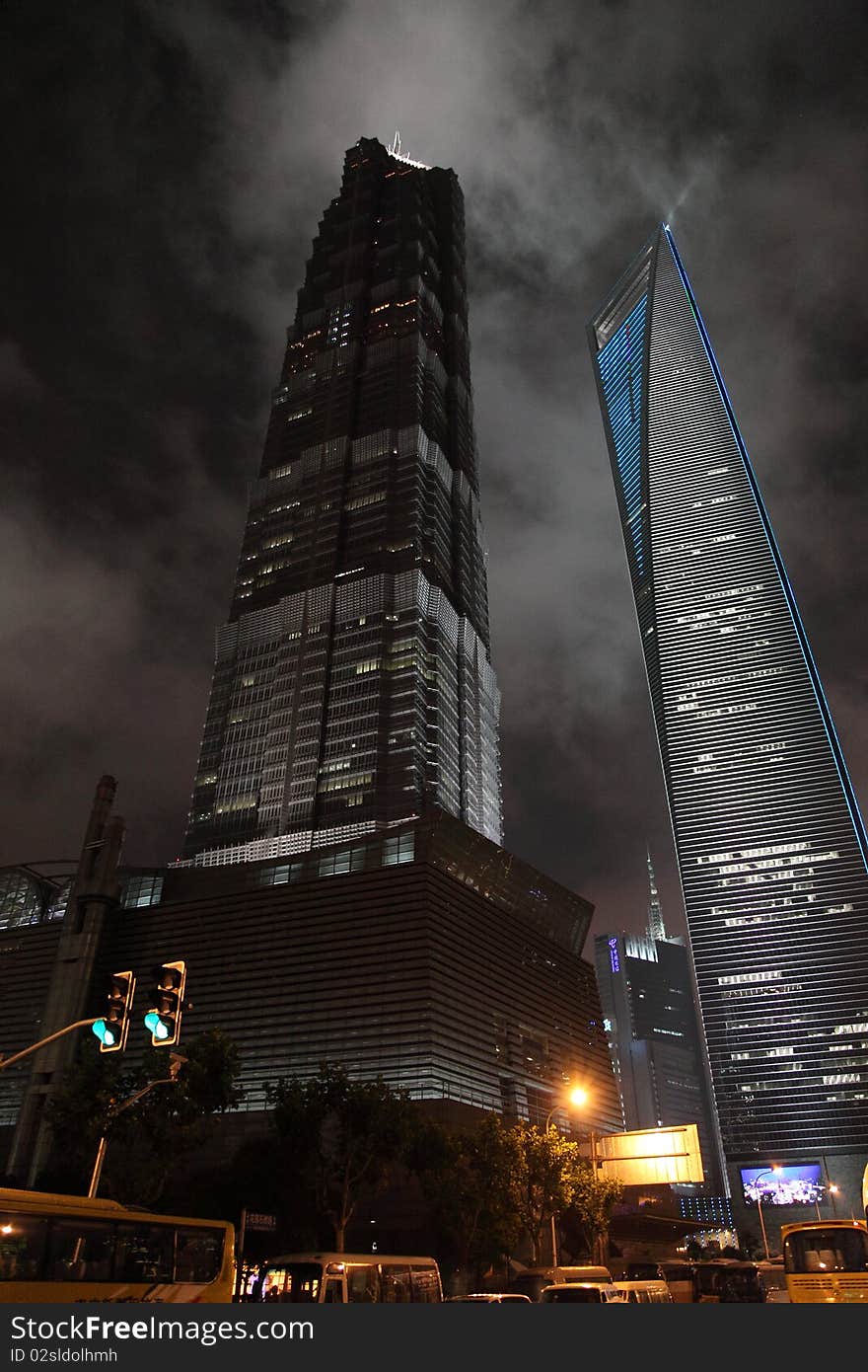 Buildings in the sky, night scene