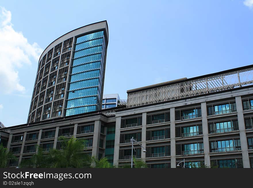 A modern office building which houses several public and private agencies and establishments in Putrajaya, Malaysia.