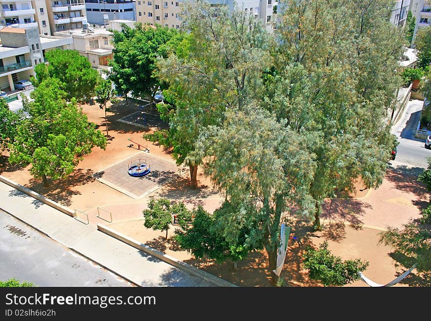 Backyard in tropical city Limassol,Cyprus.