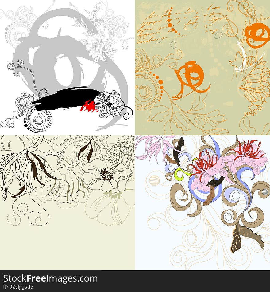 Set 10, floral background Universal template for greeting card, web page, background