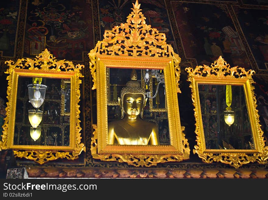 Reflection buddha image from mirror