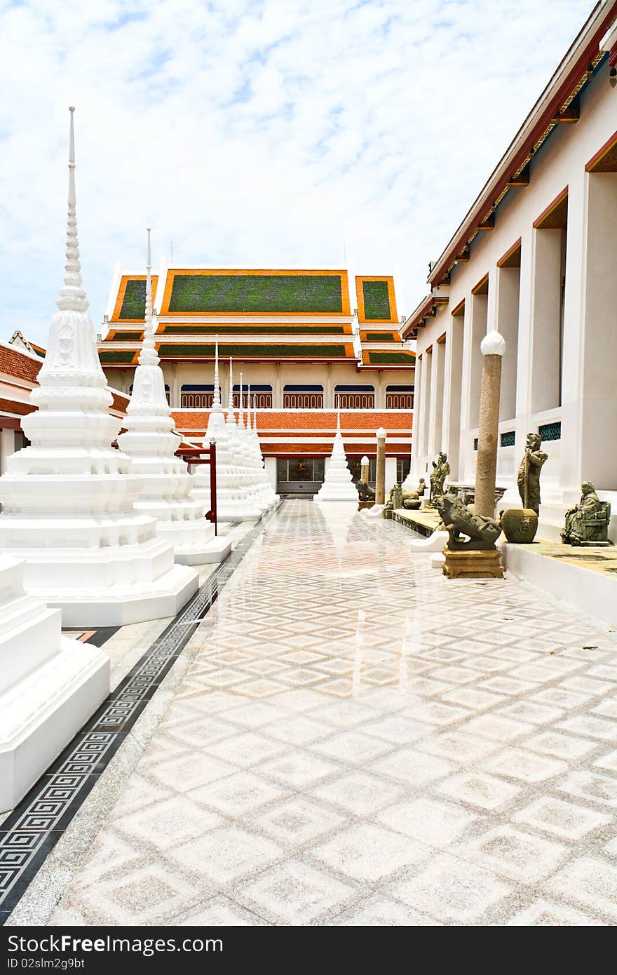 White pagoda in thai temple