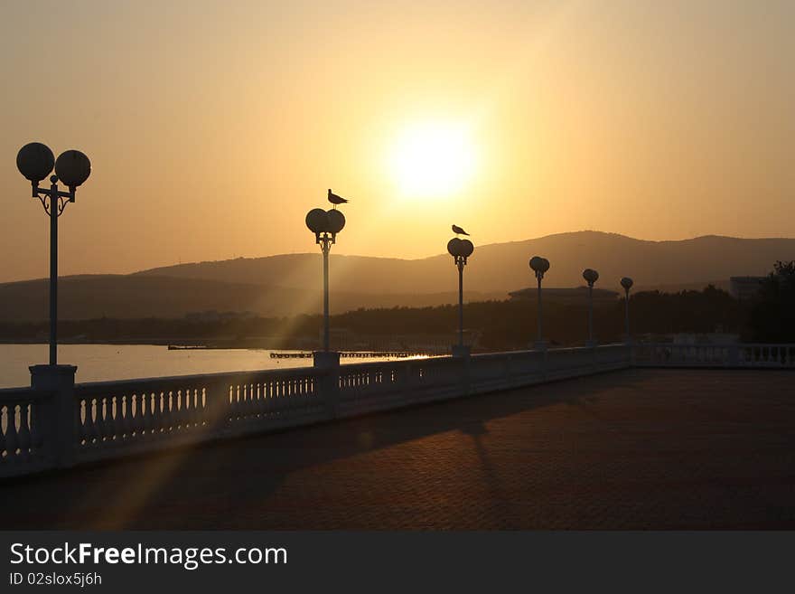 Sunset on quay