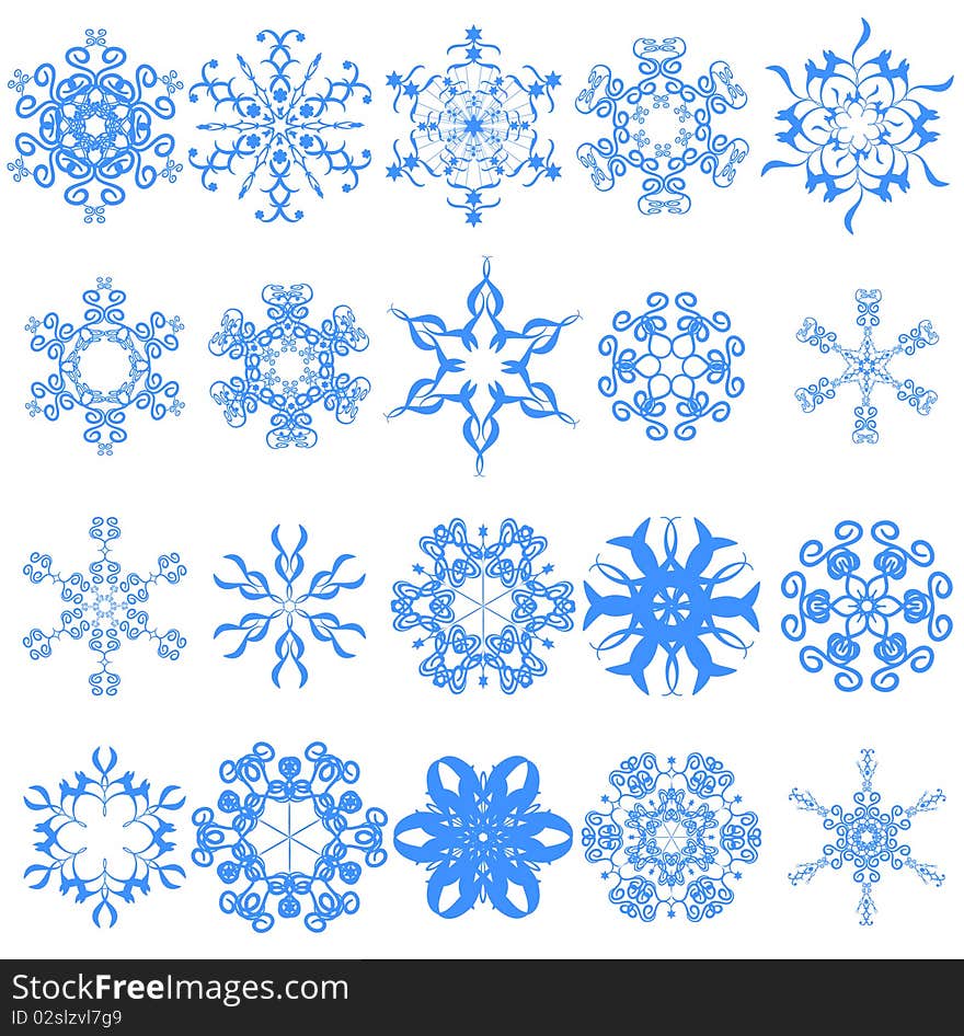 Collection of various snowflakes. Vector illustration