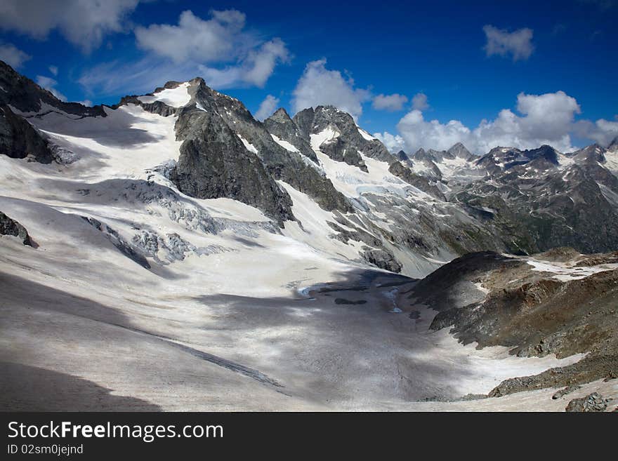 Extreme landscape of high mountains