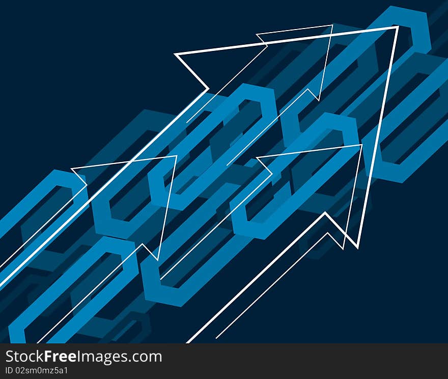 Abstract blue background with the arrows