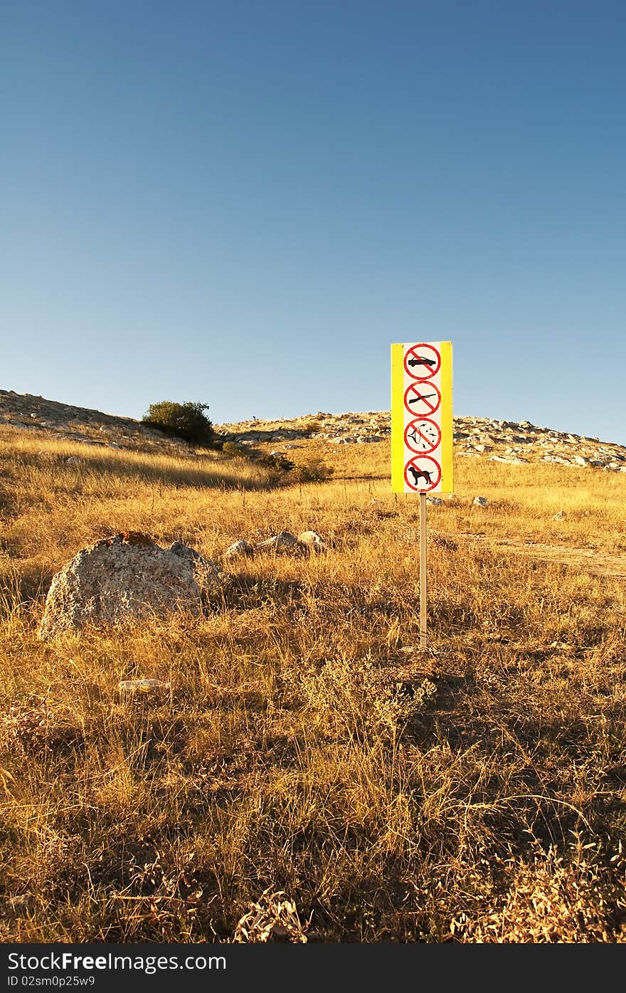 The sign at the entrance to the reserve on Cape Kazantip, Crimea