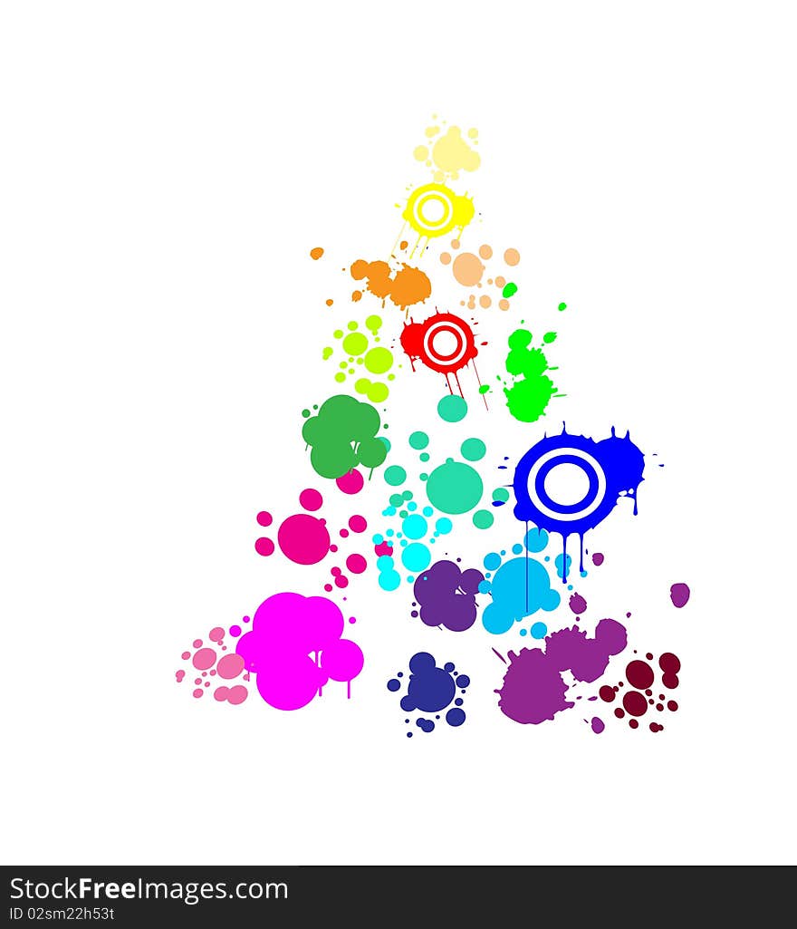 Abstract rainbow colored christmas tree illustration on white. Abstract rainbow colored christmas tree illustration on white